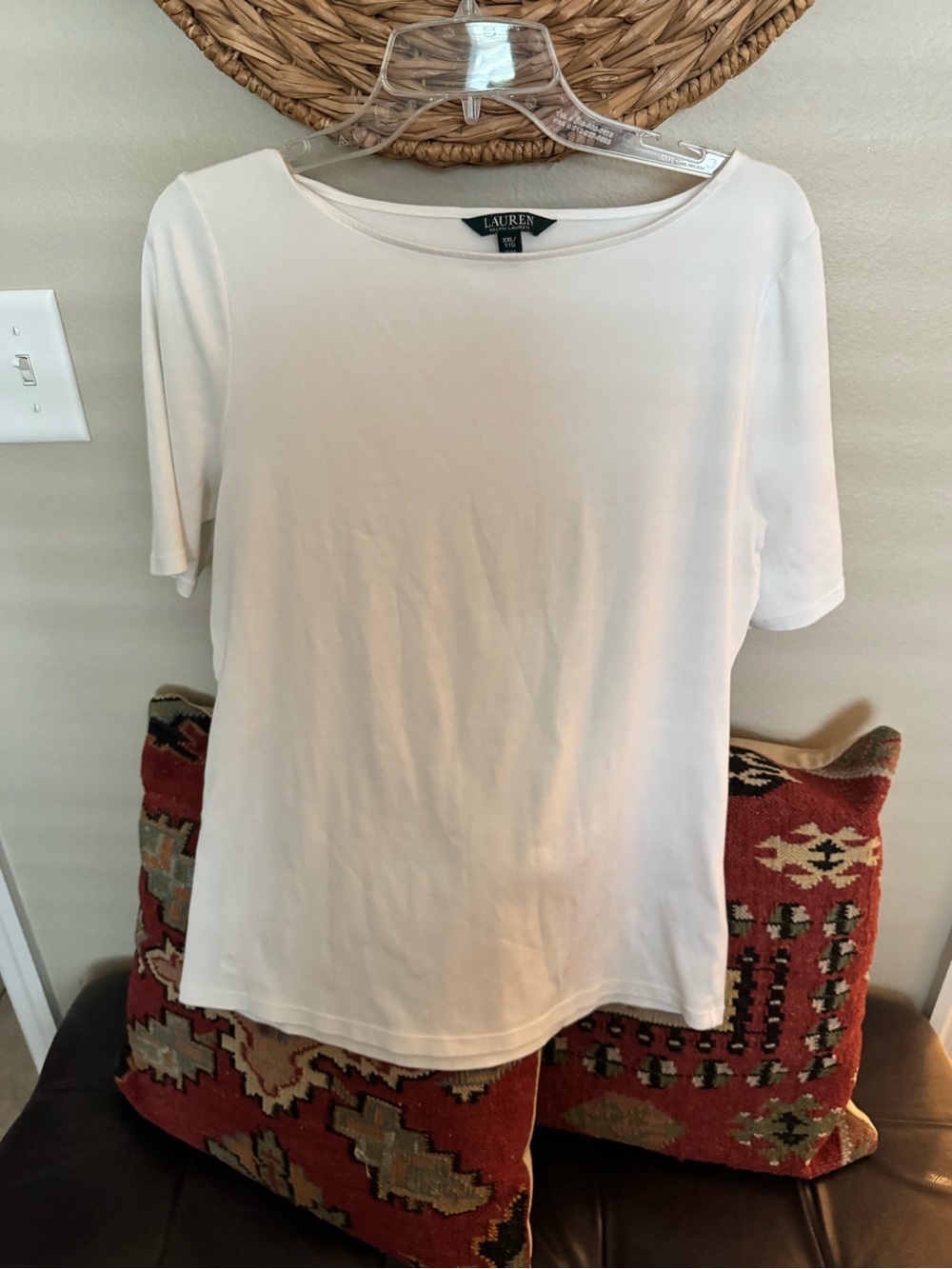 Lauren Ralph Lauren Ivory Short Sleeve Boatneck Tee